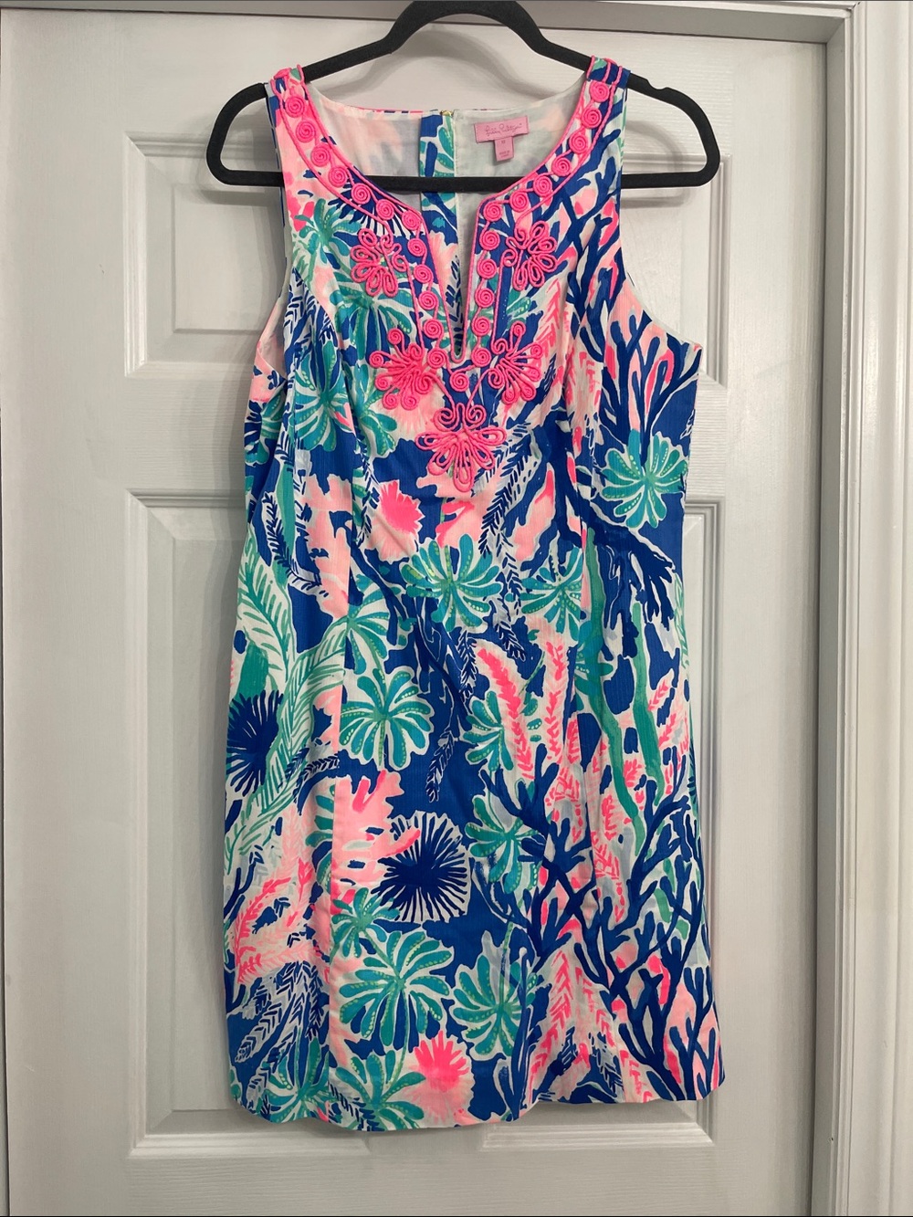 Lilly Pulitzer Colorful Tropical Print Shift Dress - Neon Pink, Navy & Mint